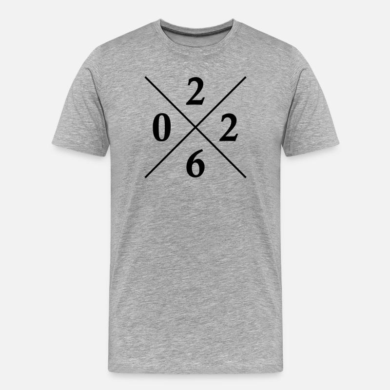 2026 Symbol - Männer Premium Bio T-Shirt - Grau meliert
