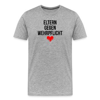 Eltern gegen Wehrpflicht - Männer Premium Bio T-Shirt - Grau meliert - Vorne - Damien (186cm)