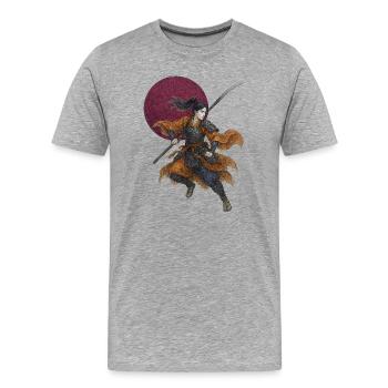 Noble Guerrière | Onna-bugeisha - T-shirt bio Premium Homme - gris chiné - Devant - Damien (186cm)