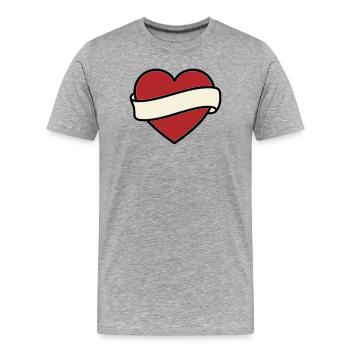 Tattoo Heart Banner Scroll Vector - Men's Premium Organic T-Shirt - heather grey - Front - Damien (186cm)
