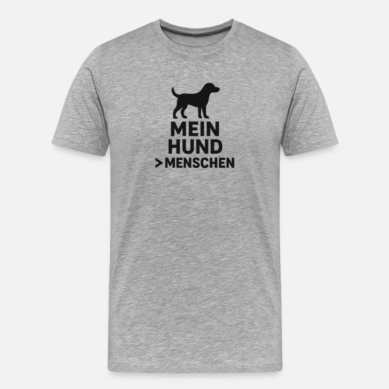Mein Hund > Menschen - Männer Premium Bio T-Shirt - Grau meliert