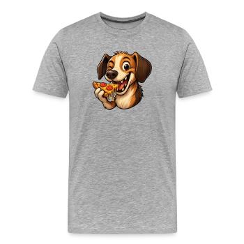 Mignon Beagle Cartoon Pizza Lover - T-shirt bio Premium Homme - gris chiné - Devant - Damien (186cm)