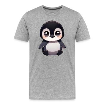 Süßer Pinguin Cartoon Tierchen Kuggerlaugen - Männer Premium Bio T-Shirt - Grau meliert - Vorne - Damien (186cm)