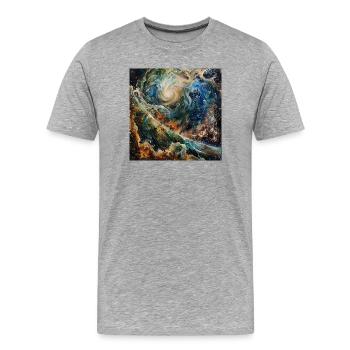 Galaxie Cosmique Tourbillon - T-shirt bio Premium Homme - gris chiné - Devant - Damien (186cm)