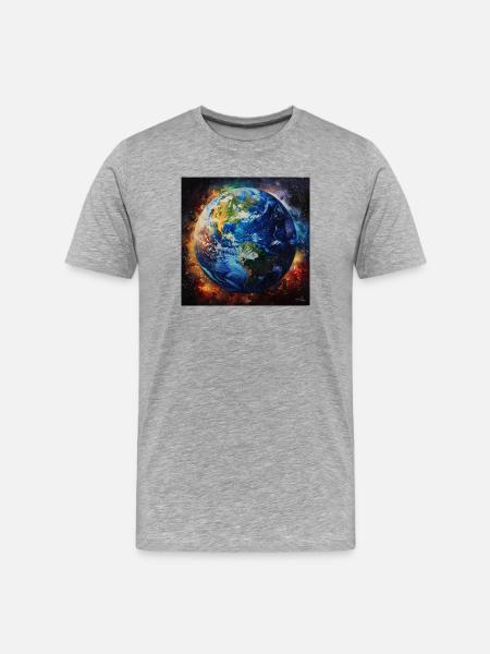 Earth in Cosmic Fire - Men's Premium Organic T-Shirt - heather grey