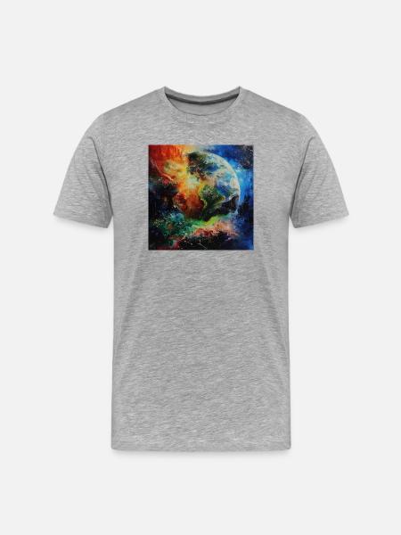Erde im Farbenzauber - Männer Premium Bio T-Shirt - Grau meliert