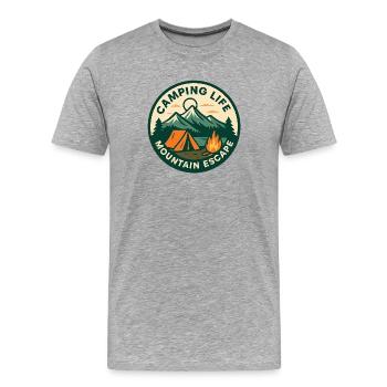 Bergcamping-Ausflug - Männer Premium Bio T-Shirt - Grau meliert - Vorne - Damien (186cm)