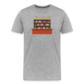 Reboot Bar: Bunte Flaschen - Männer Premium Bio T-Shirt - Grau meliert - Vorne - Damien (186cm)