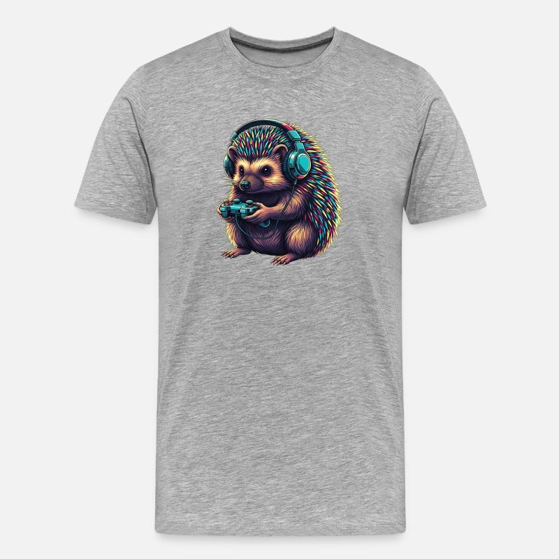 Igel Spiele Tier Videospiele Lustiger Igel - Männer Premium Bio T-Shirt - Grau meliert