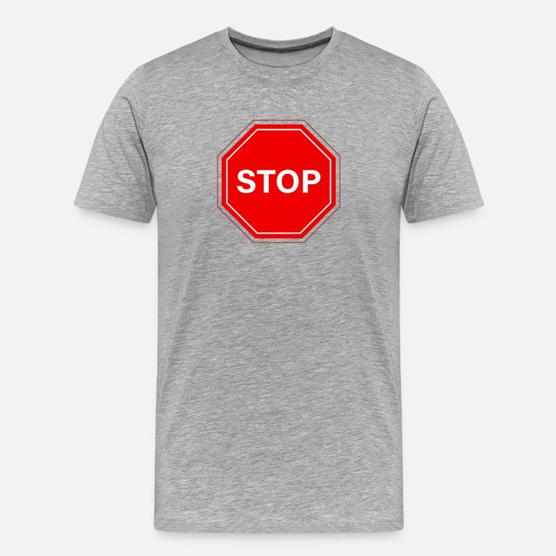Stoppschild - Männer Premium Bio T-Shirt - Grau meliert