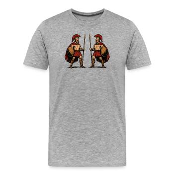 Spartan Sparta Warrior - Men's Premium Organic T-Shirt - heather grey - Front - Damien (186cm)