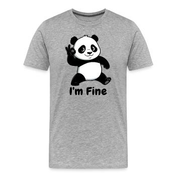 Panda Thumbs Up Cartoon Black - T-shirt bio Premium Homme - gris chiné - Devant - Damien (186cm)
