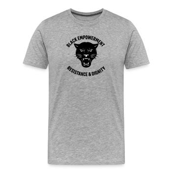 Black Empowerment Panther – Resistance & Dignity - Men's Premium Organic T-Shirt - heather grey - Front - Damien (186cm)