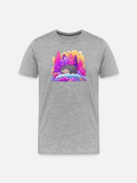 Schlafender Igel im Neonwald - Männer Premium Bio T-Shirt - Grau meliert