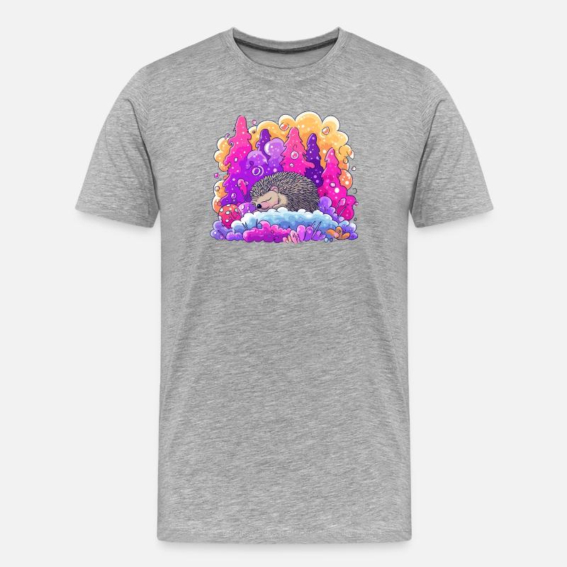 Schlafender Igel im Neonwald - Männer Premium Bio T-Shirt - Grau meliert