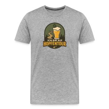Hopfentour Bierpfad Logo - Männer Premium Bio T-Shirt - Grau meliert - Vorne - Damien (186cm)