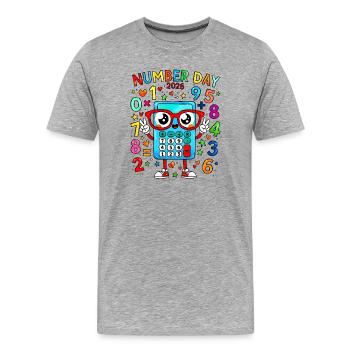 Numeral Day 2026 Calculator Mascot - Men's Premium Organic T-Shirt - heather grey - Front - Damien (186cm)