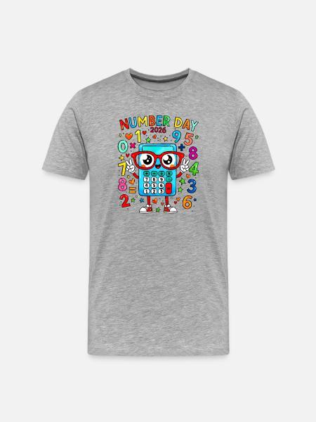 Numeral Day 2026 Calculator Mascot - Men's Premium Organic T-Shirt - heather grey