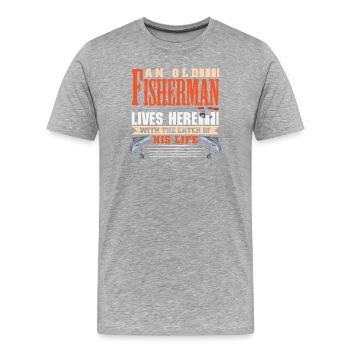 Pêcheurs Pêcheurs Pêcheurs Pêcheurs Pêcheurs Sportifs - T-shirt bio Premium Homme - gris chiné - Devant - Damien (186cm)
