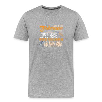 Pêcheurs Pêcheurs Pêcheurs Pêcheurs Pêcheurs Sportifs - T-shirt bio Premium Homme - gris chiné - Devant - Damien (186cm)