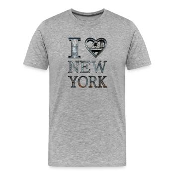 New York – Urban Industrial Love - T-shirt bio Premium Homme - gris chiné - Devant - Damien (186cm)
