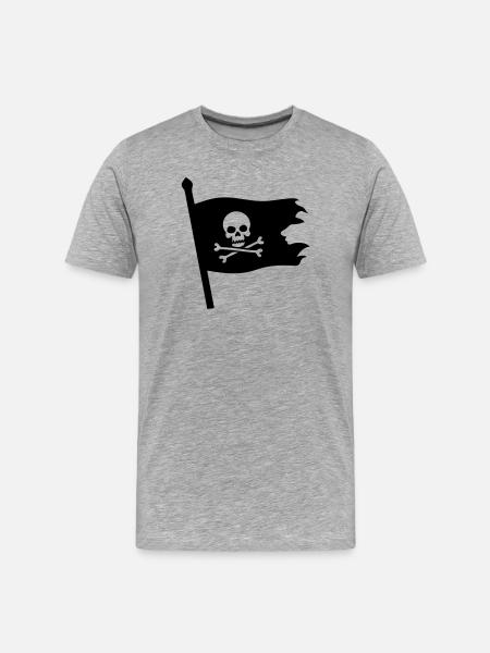 Pirate Skull Jolly Roger - Men's Premium Organic T-Shirt - heather grey