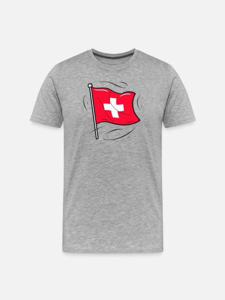 Schweizer Flagge Patriot Design - Männer Premium Bio T-Shirt - Grau meliert