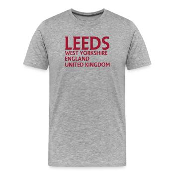 Leeds – England Liedtextdesign - Männer Premium Bio T-Shirt - Grau meliert - Vorne - Damien (186cm)