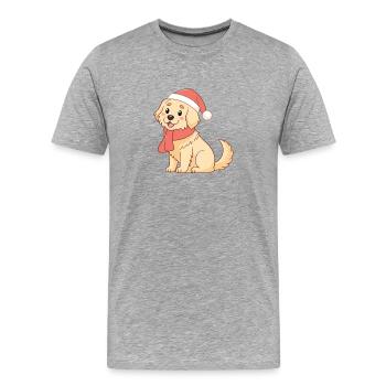Dog Christmas Warm Drawing - Men's Premium Organic T-Shirt - heather grey - Front - Damien (186cm)