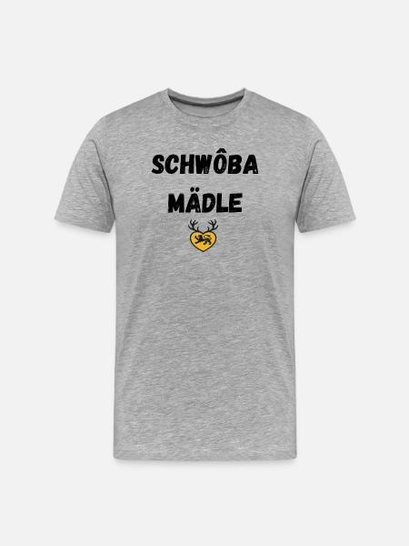 Schwoba Mädle Schwäbisch - Männer Premium Bio T-Shirt - Grau meliert
