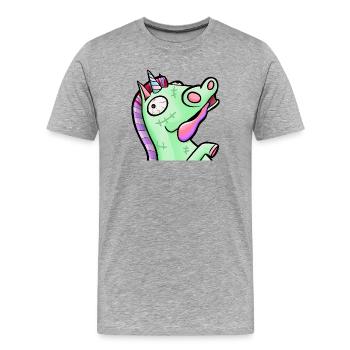 Licorne zombie Pastel Déjantée - T-shirt bio Premium Homme - gris chiné - Devant - Damien (186cm)