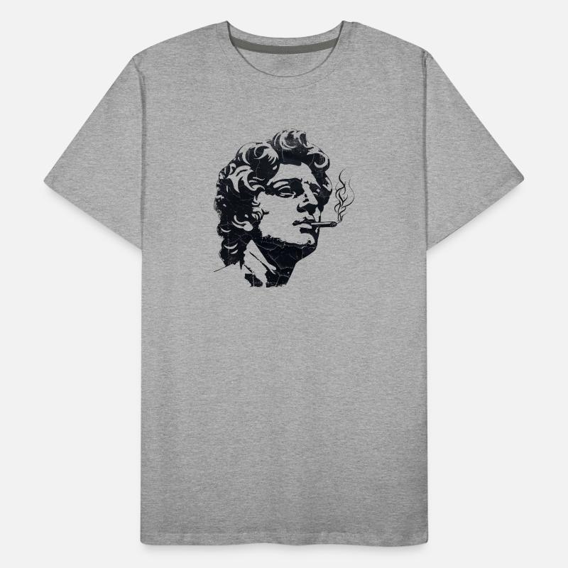 Antike Statue raucht Zigarette – Dark Art Männer Premium Bio T-Shirt