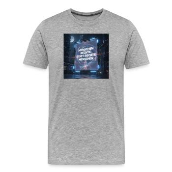 Menschenrechte statt Rechte für Menschen - Männer Premium Bio T-Shirt - Grau meliert - Vorne - Damien (186cm)