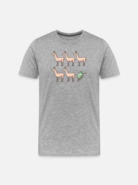 Llama Chameleon - Men's Premium Organic T-Shirt - heather grey