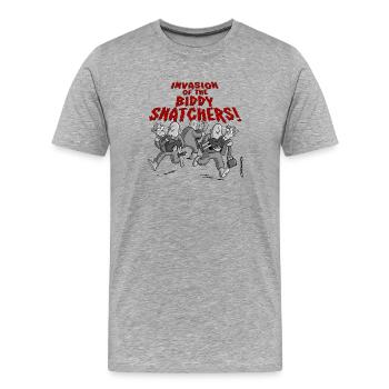 Invasion der Biddy Snatchers - Männer Premium Bio T-Shirt - Grau meliert - Vorne - Damien (186cm)