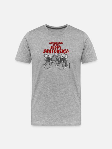 Invasion der Biddy Snatchers - Männer Premium Bio T-Shirt - Grau meliert