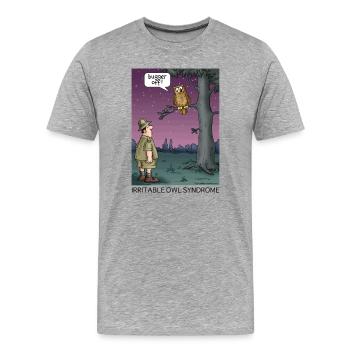 Reizbar-Eulen-Syndrom - Männer Premium Bio T-Shirt - Grau meliert - Vorne - Damien (186cm)