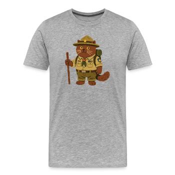 Le Chat d’Aventure : BKH Scout - T-shirt bio Premium Homme - gris chiné - Devant - Damien (186cm)