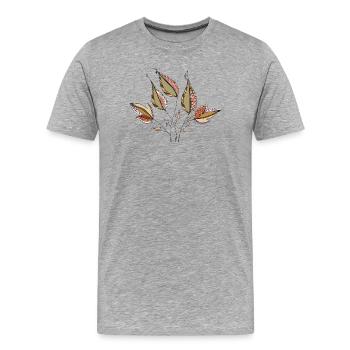 feuilles - T-shirt bio Premium Homme - gris chiné - Devant - Damien (186cm)