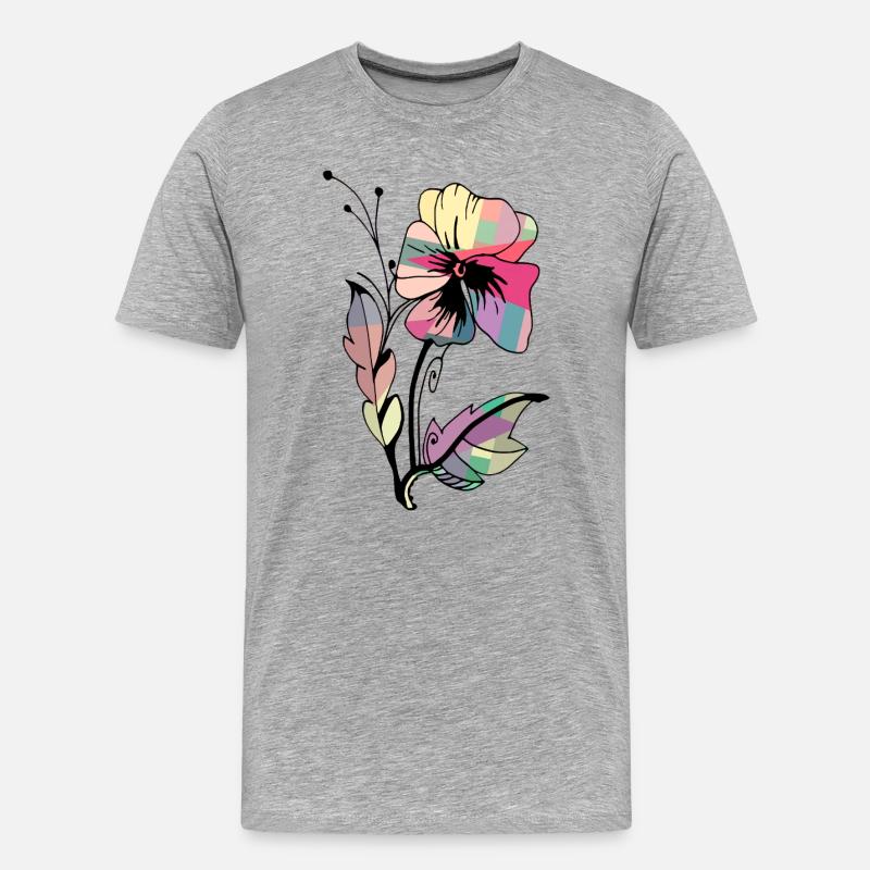 Blume - Männer Premium Bio T-Shirt - Grau meliert