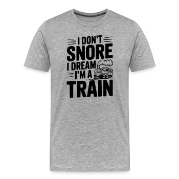 Je ne ronfle pas, je rêve que je suis un train - T-shirt bio Premium Homme - gris chiné - Devant - Damien (186cm)