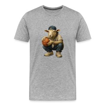 Basketball Schaf Streetwear - Männer Premium Bio T-Shirt - Grau meliert - Vorne - Damien (186cm)