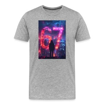 6 7 Design - Männer Premium Bio T-Shirt - Grau meliert - Vorne - Damien (186cm)