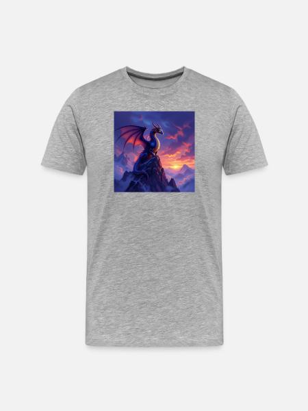 Dragon at sunset - Men's Premium Organic T-Shirt - heather grey