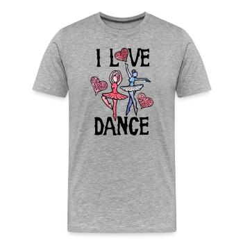 Verspielte Ballettherzen - Männer Premium Bio T-Shirt - Grau meliert - Vorne - Damien (186cm)