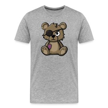 Ours en peluche avec cache-œil - T-shirt bio Premium Homme - gris chiné - Devant - Damien (186cm)