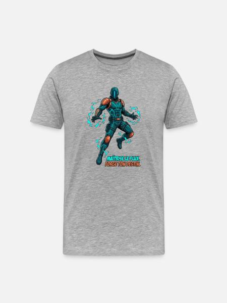 Cyberpunk Hero – Comic-Illustration - Männer Premium Bio T-Shirt - Grau meliert
