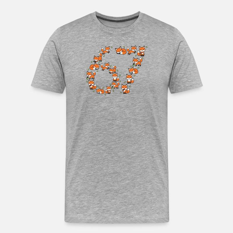 Fox Ring Pattern 67 Meme - Männer Premium Bio T-Shirt - Grau meliert