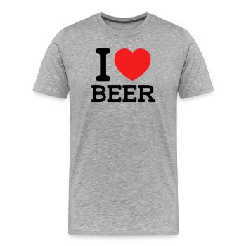 I love Beer (Farben änderbar) - Männer Premium Bio T-Shirt - Grau meliert - Vorne - Damien (186cm)