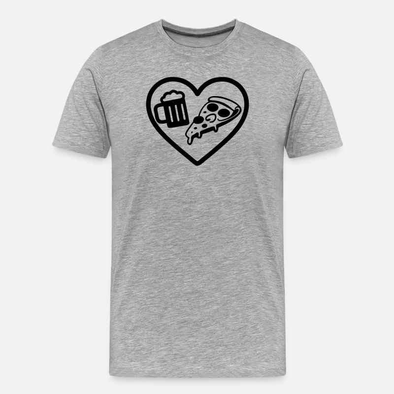 Heart Pizza Bier - Männer Premium Bio T-Shirt - Grau meliert